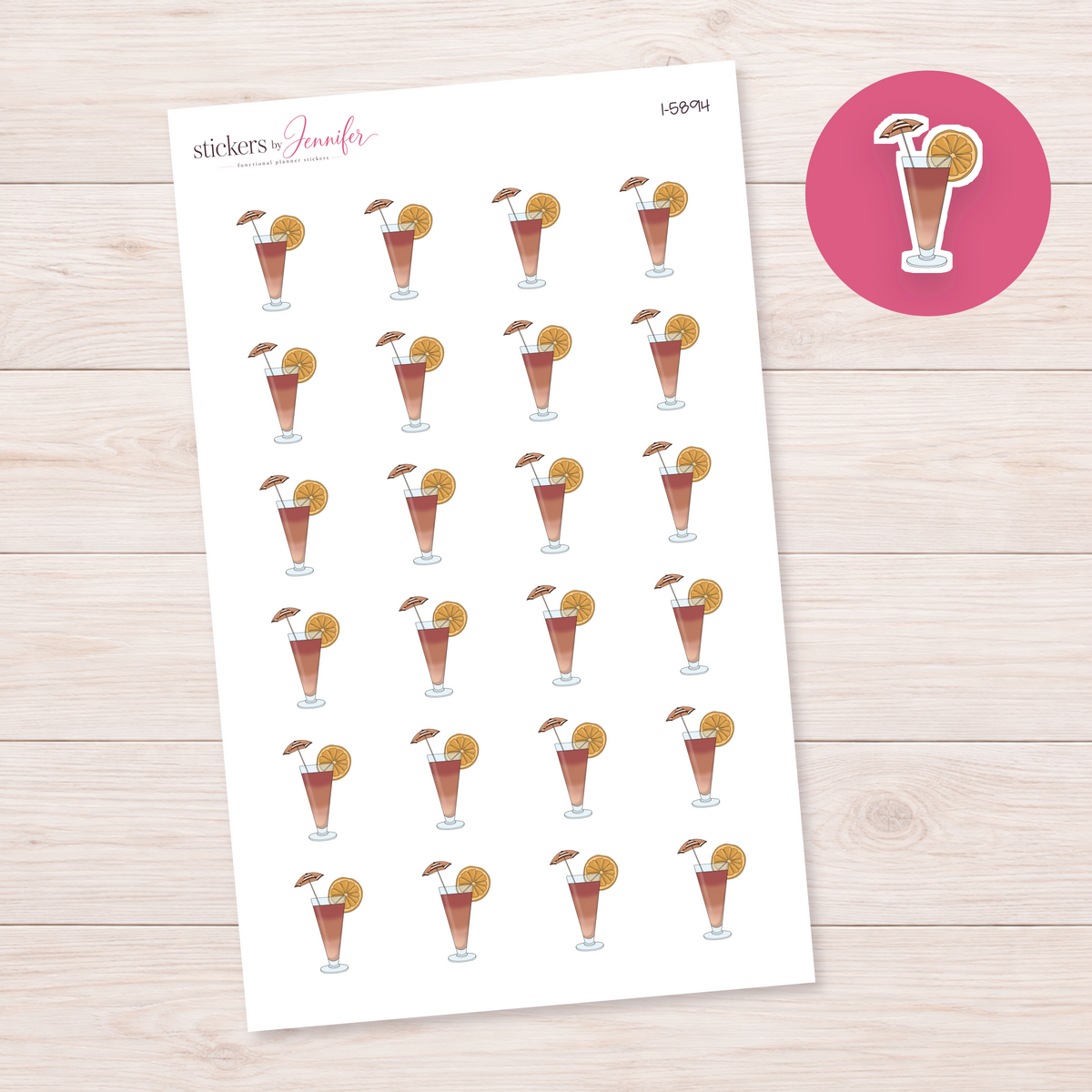 Tall Fruit Drink Planner Stickers | I-5894
