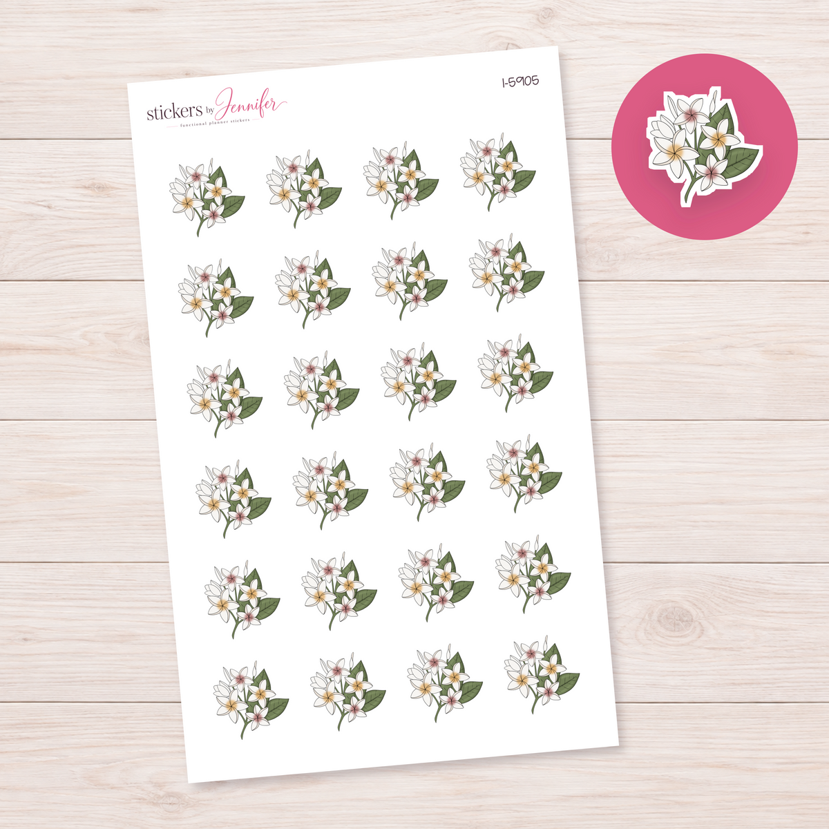 Neutral Tropical Flower Spray Planner Stickers | I-5905