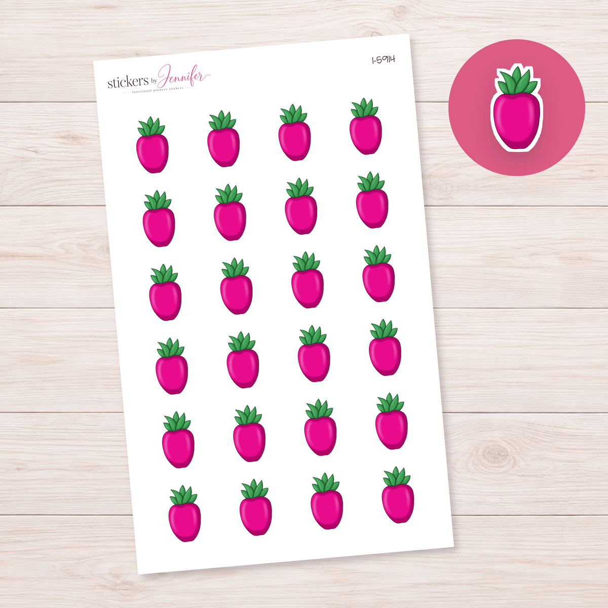 Hot Pink Pineapple Decor Planner Stickers | I-5914