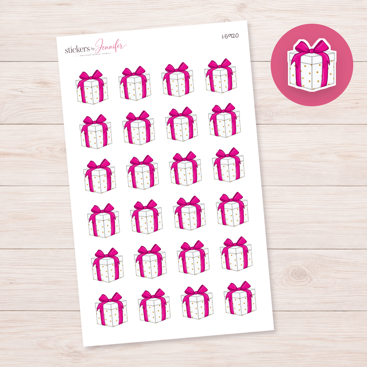 Pink-Ribbon Present Planner Stickers | I-5920