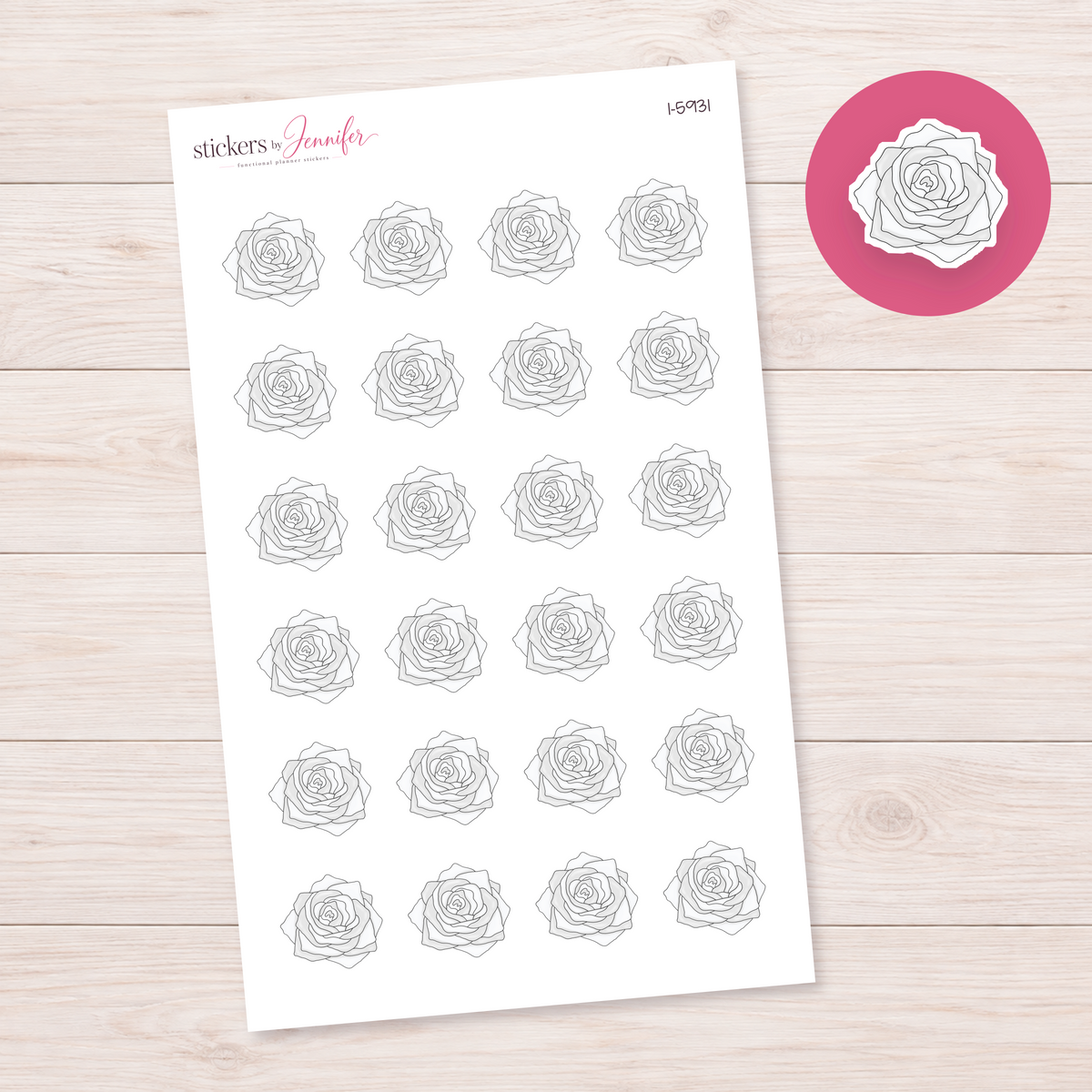 Silver Rose Planner Stickers | I-5931