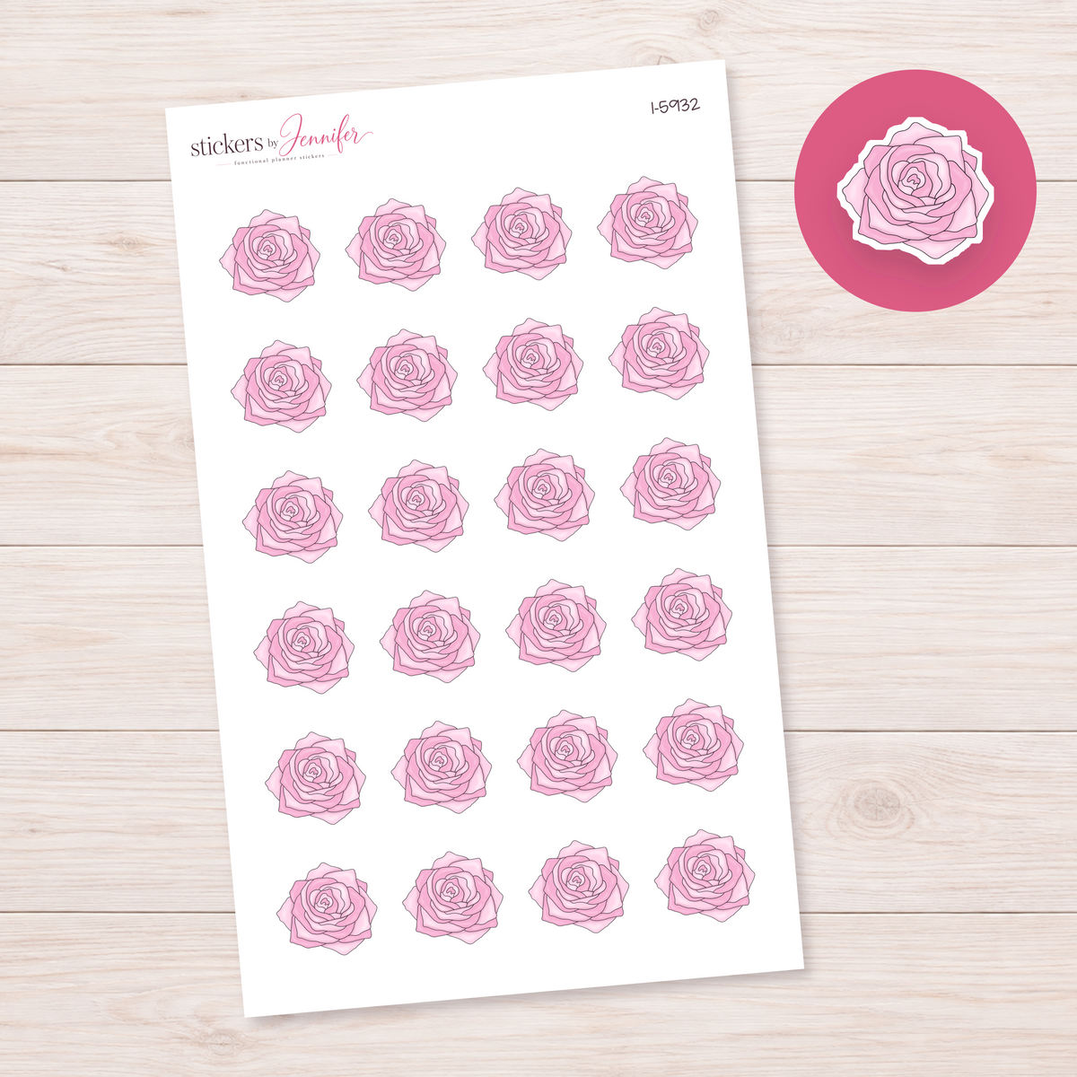 Pale Pink Rose Planner Stickers | I-5932