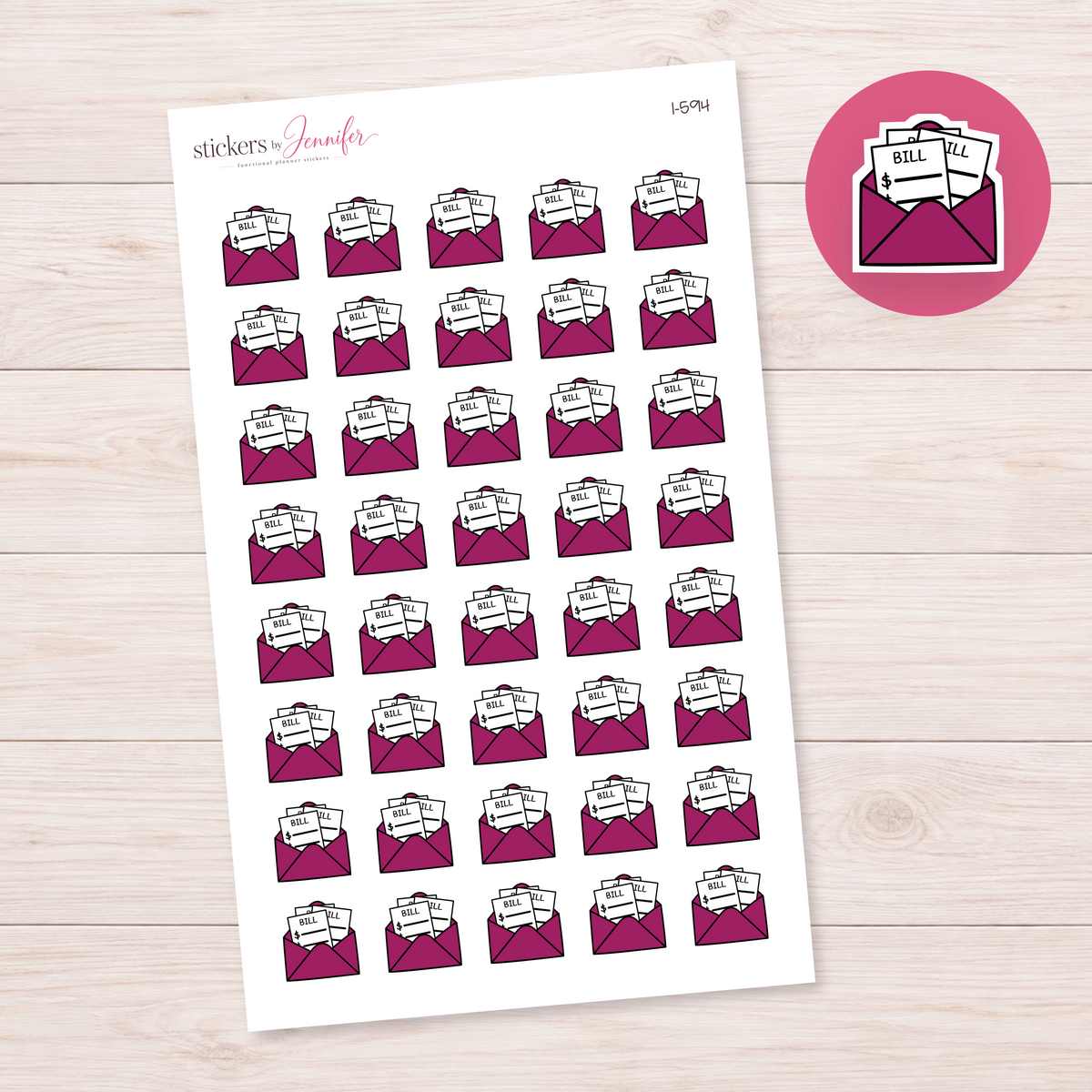 Berry Bill Envelope Planner Stickers | I-594