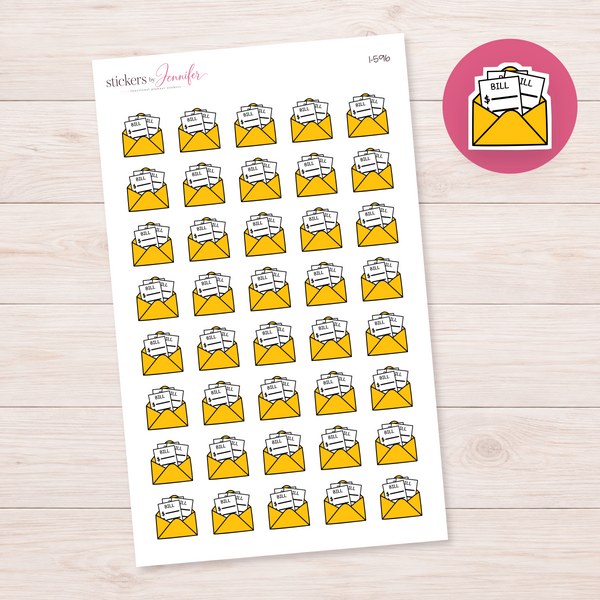 Yellow Bills Envelope Planner Stickers | I-596