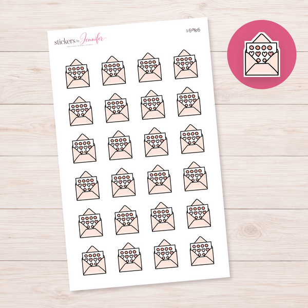 Pink Heart Letter Planner Stickers | I-5965