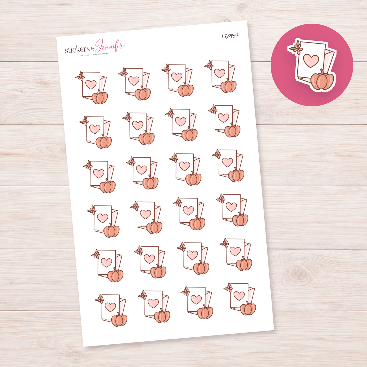 Heart Card with Pumpkin Planner Stickers | I-5984