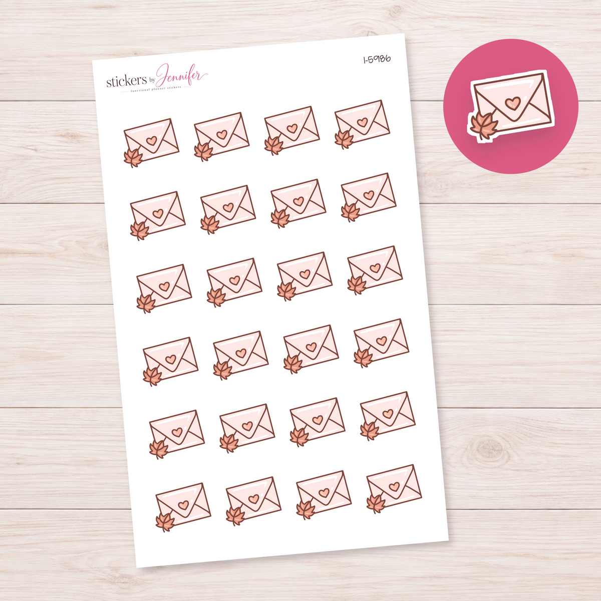 Autumn Heart Envelope Planner Stickers | I-5986