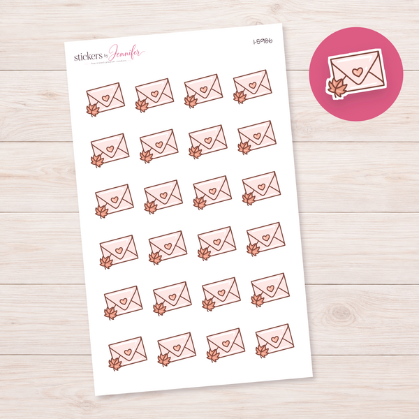 Autumn Heart Envelope Planner Stickers | I-5986