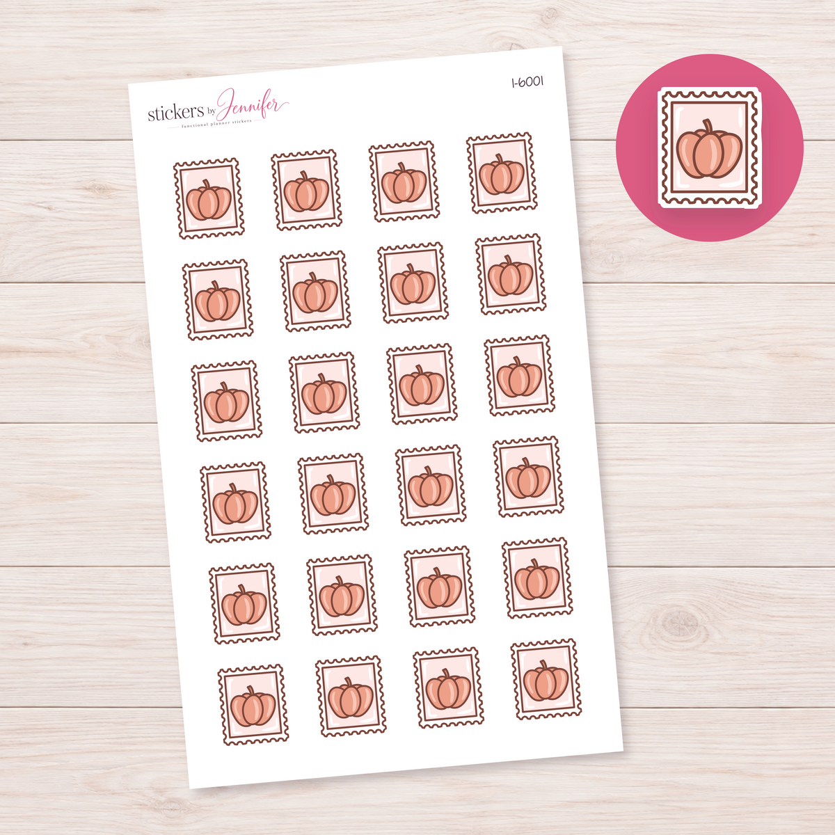Pumpkin Postage Stamp Planner Stickers | I-6001