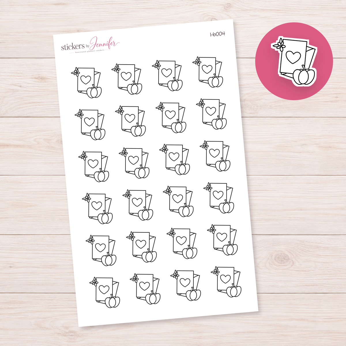 Outline Heart Card and Pumpkin Planner Stickers | I-6004