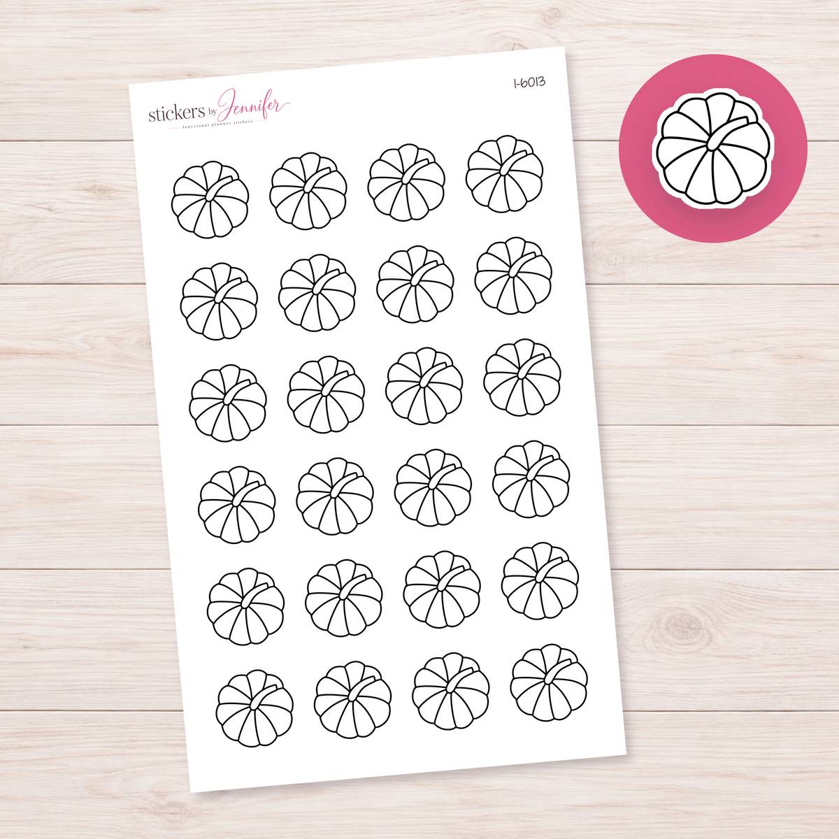 Outline Pumpkin Top View Planner Stickers | I-6013