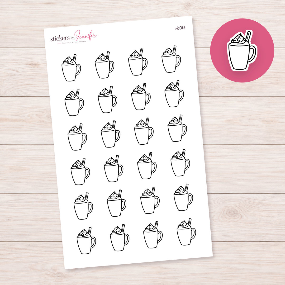 Outline Cream-Topped Mug Planner Stickers | I-6014
