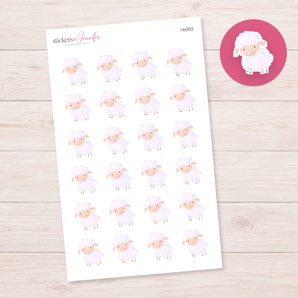 Fluffy White Lamb Planner Stickers | I-6052
