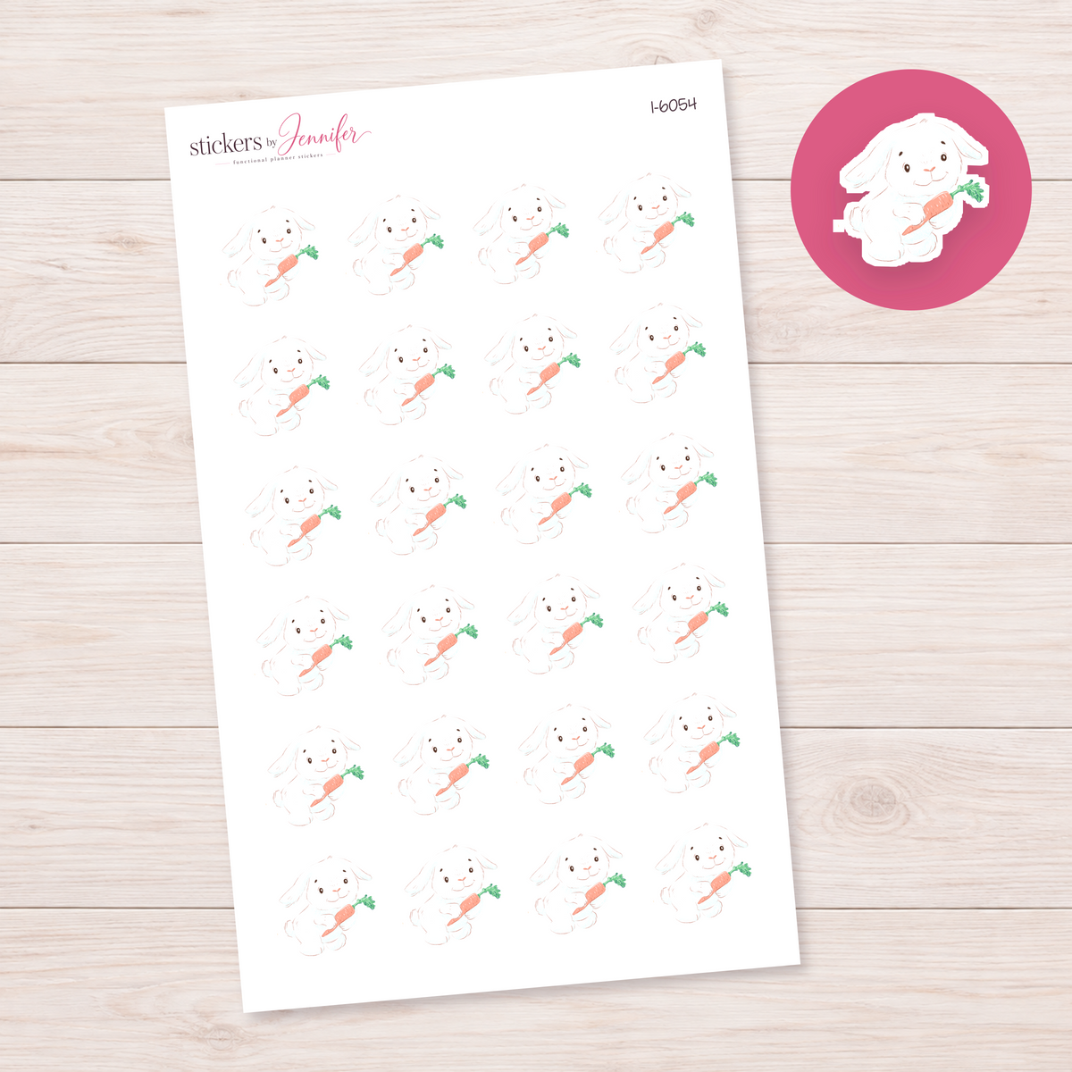 Rabbit with Carrot Planner Stickers | I-6054