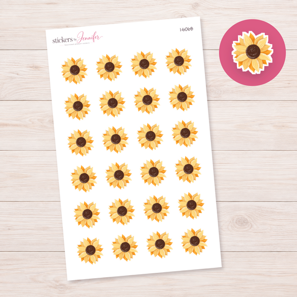 Watercolor Sunflower Planner Stickers | I-6068