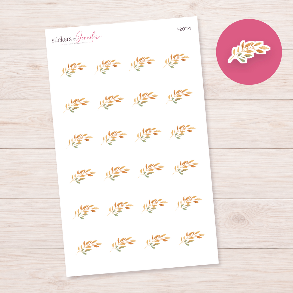 Golden Curved Sprig Planner Stickers | I-6079