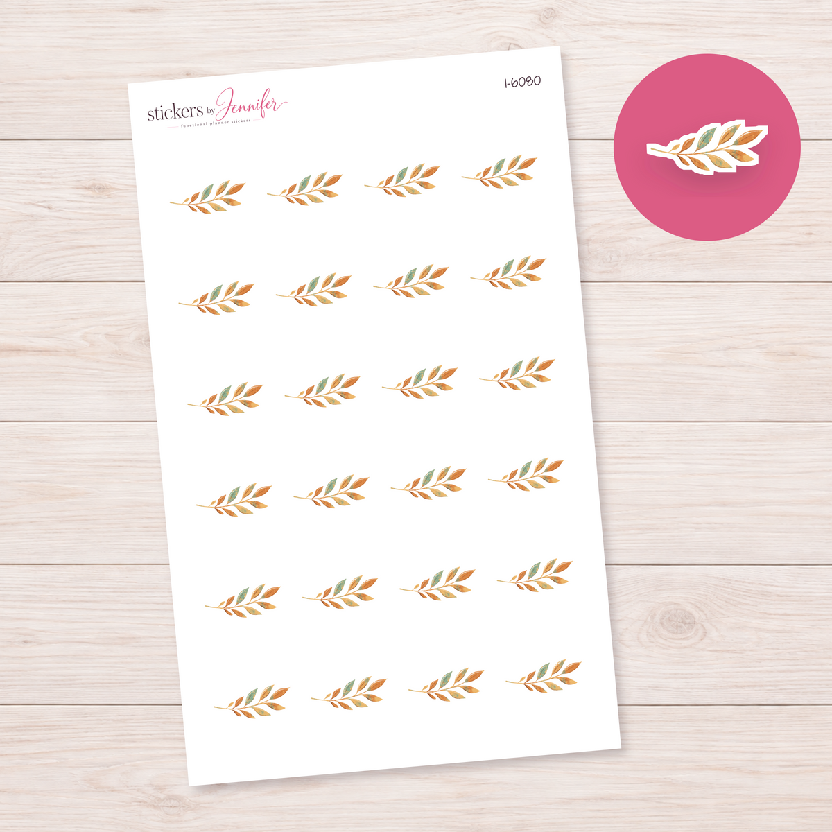 Mixed Autumn Leaf Sprig Planner Stickers | I-6080
