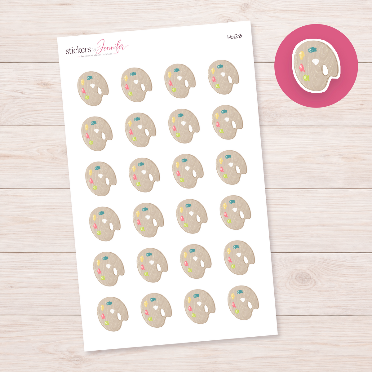 Wooden Artist Palette Planner Stickers | I-6128