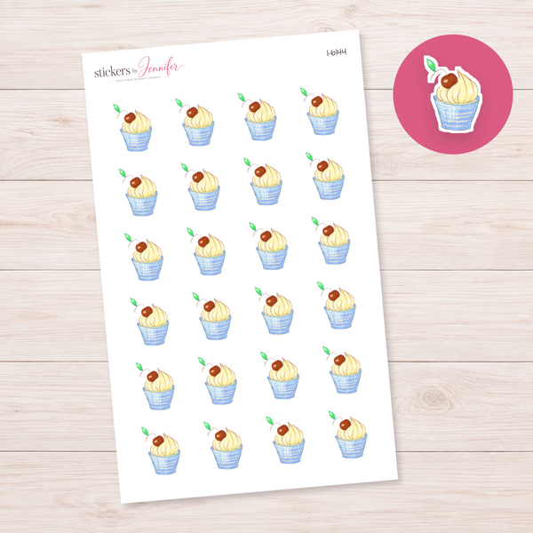 Vanilla Cupcake in Blue Wrapper Planner Stickers | I-6144