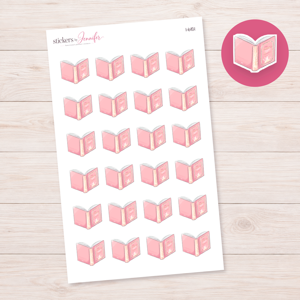 Open Pink Book Planner Stickers | I-6151