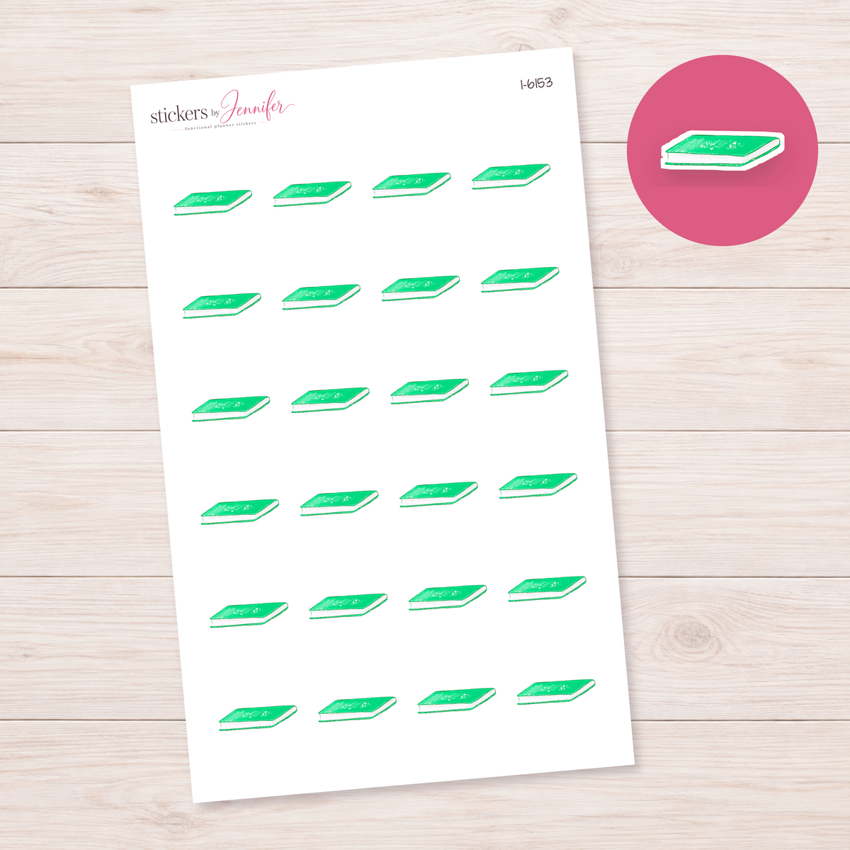 Green Watercolor Notebook Planner Stickers | I-6153