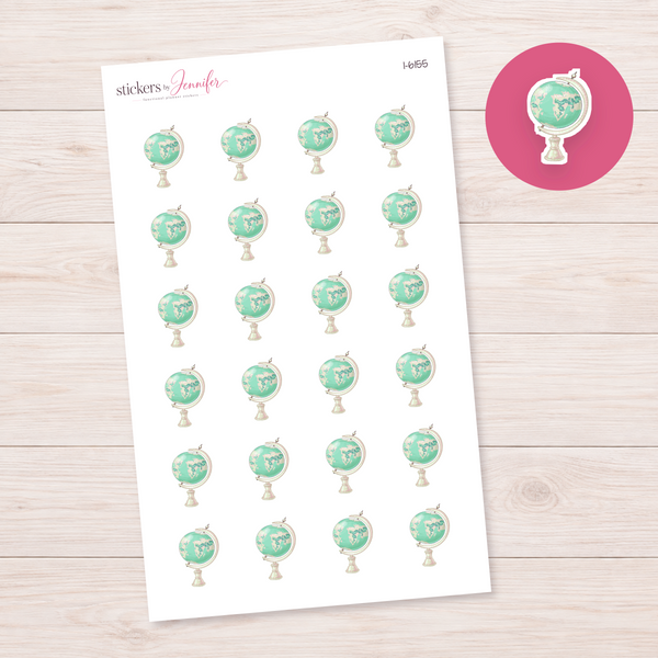Vintage Mint Globe Planner Stickers | I-6155