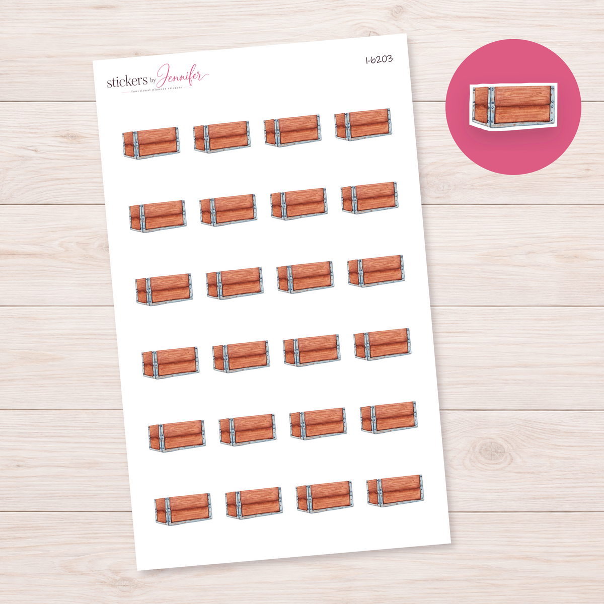 Wooden Chest Planner Stickers | I-6203