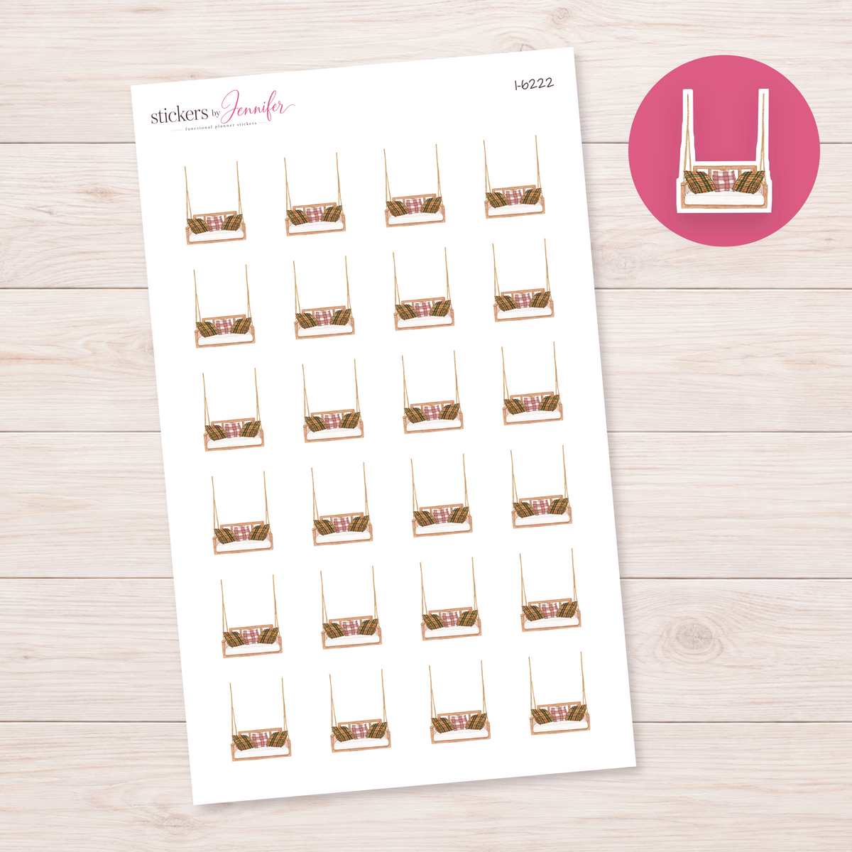 Plaid Cushion Porch Swing Planner Stickers | I-6222
