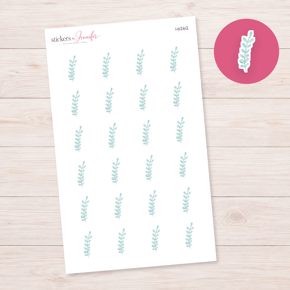 Pale Teal Sprig Planner Stickers | I-6262