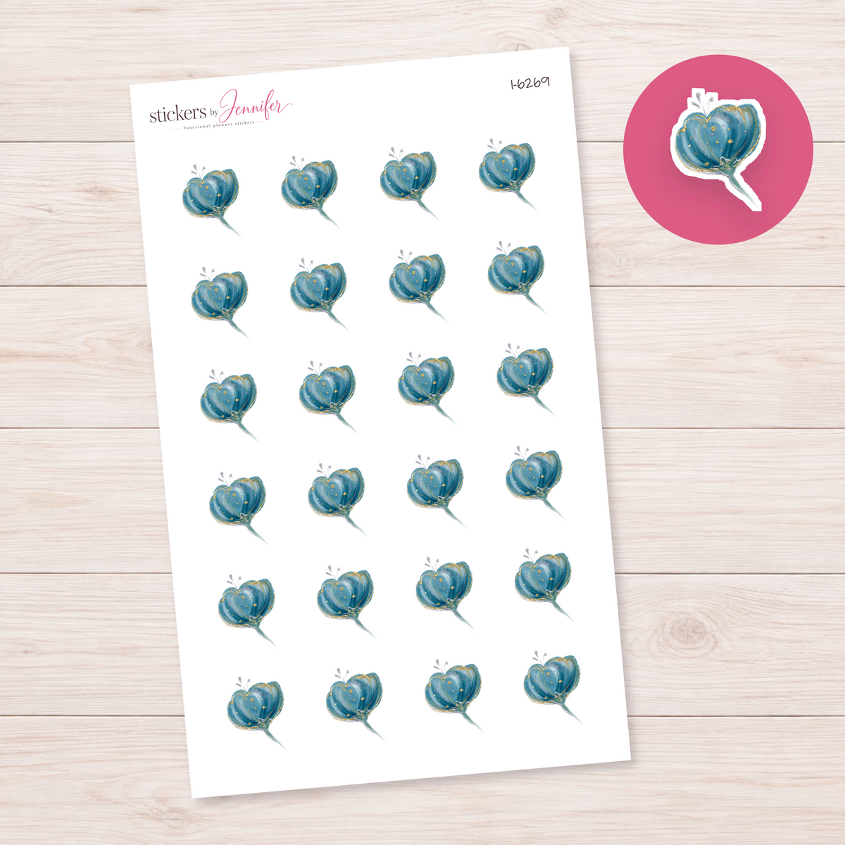 Blue Flower Planner Stickers | I-6269
