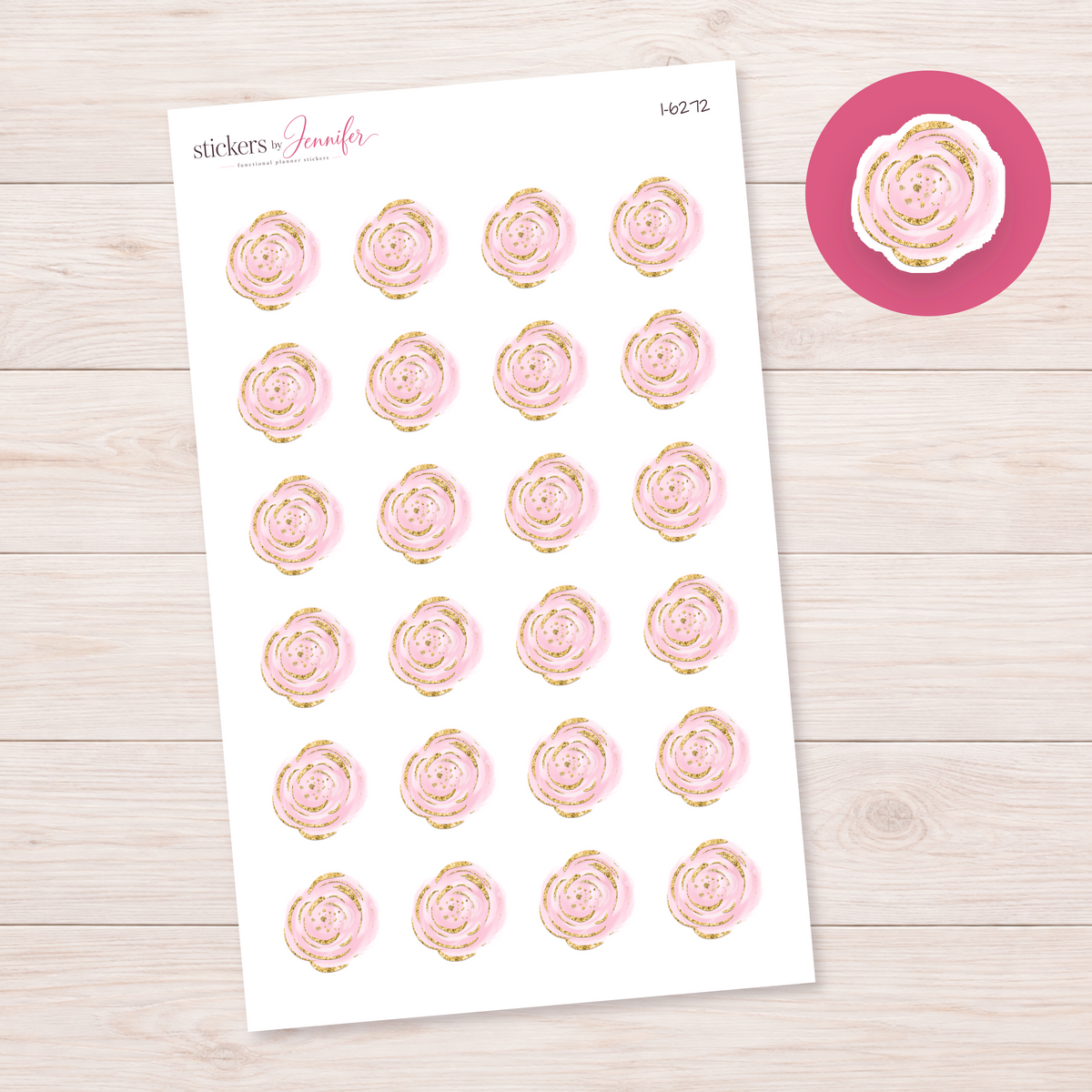 Pink and Gold Swirl Planner Stickers | I-6272