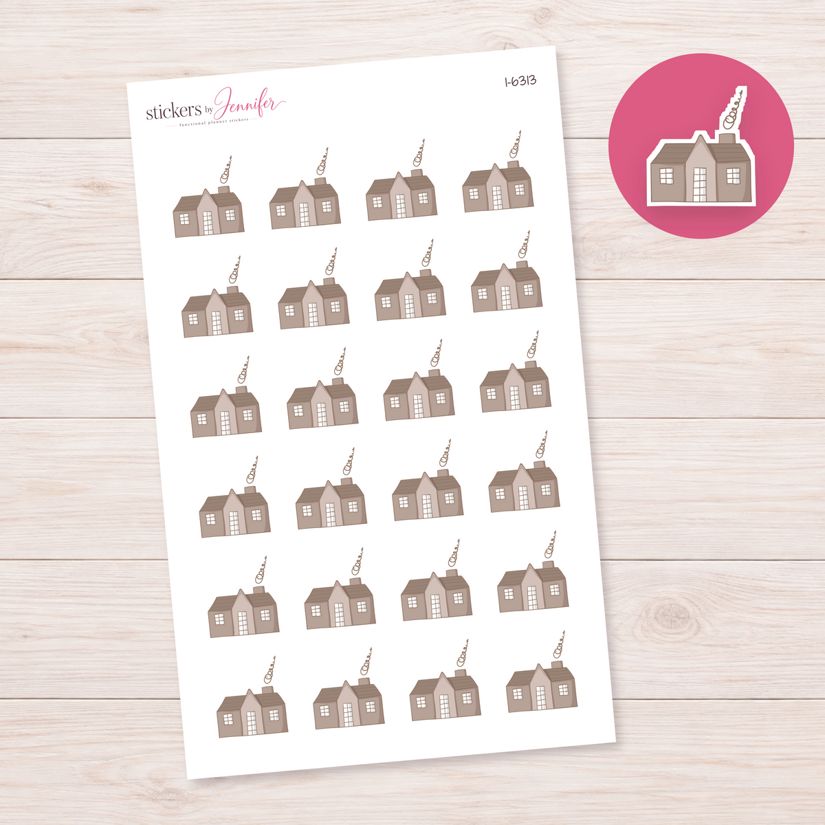 Cozy House with Chimney Smoke Planner Stickers | I-6313