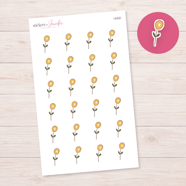 Yellow Heart Flower Planner Stickers | I-6321