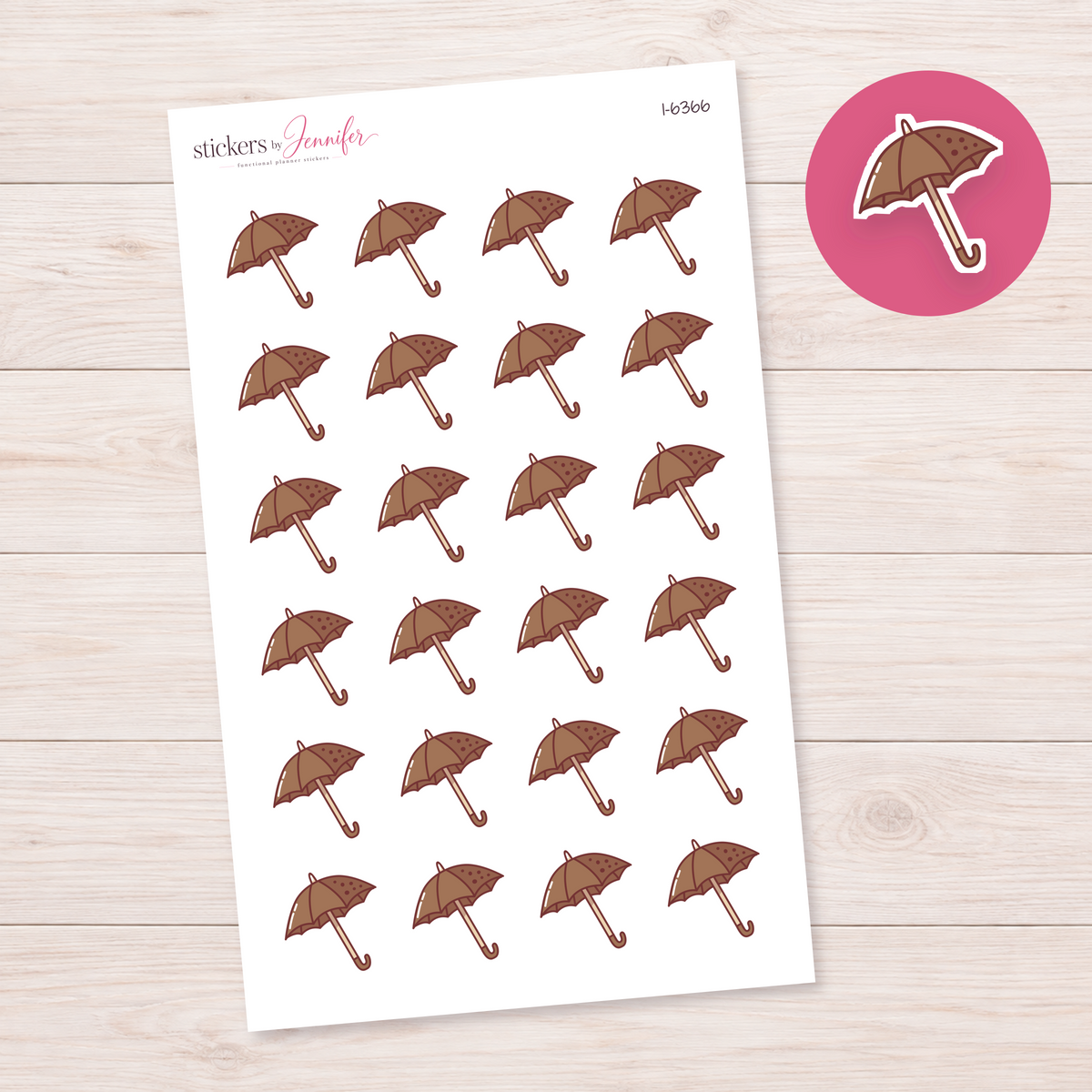 Brown Umbrella Planner Stickers | I-6366