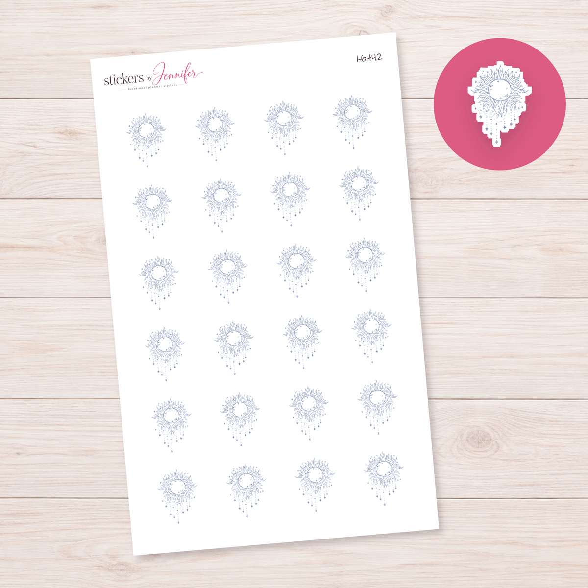 Blue Radiant Sun Planner Stickers | I-6442