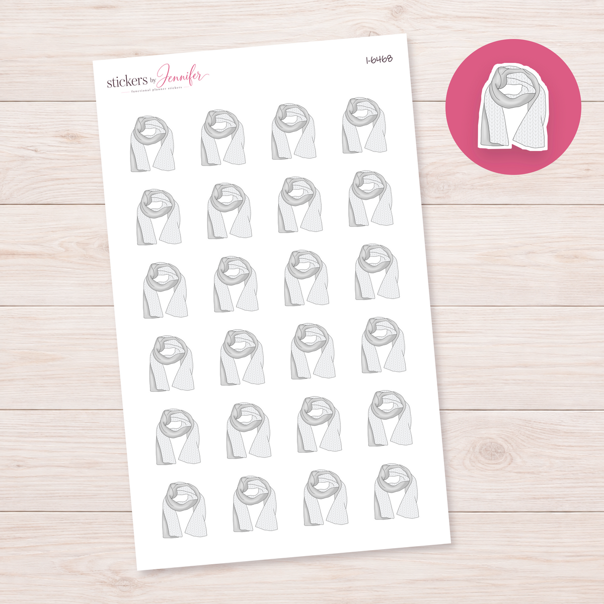 White Knit Scarf Planner Stickers | I-6468