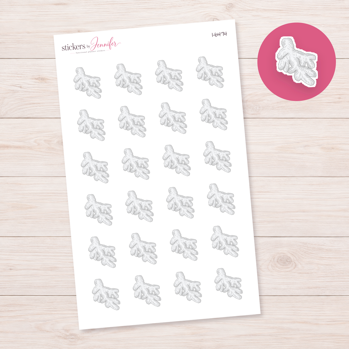 White Evergreen Sprig Planner Stickers | I-6474