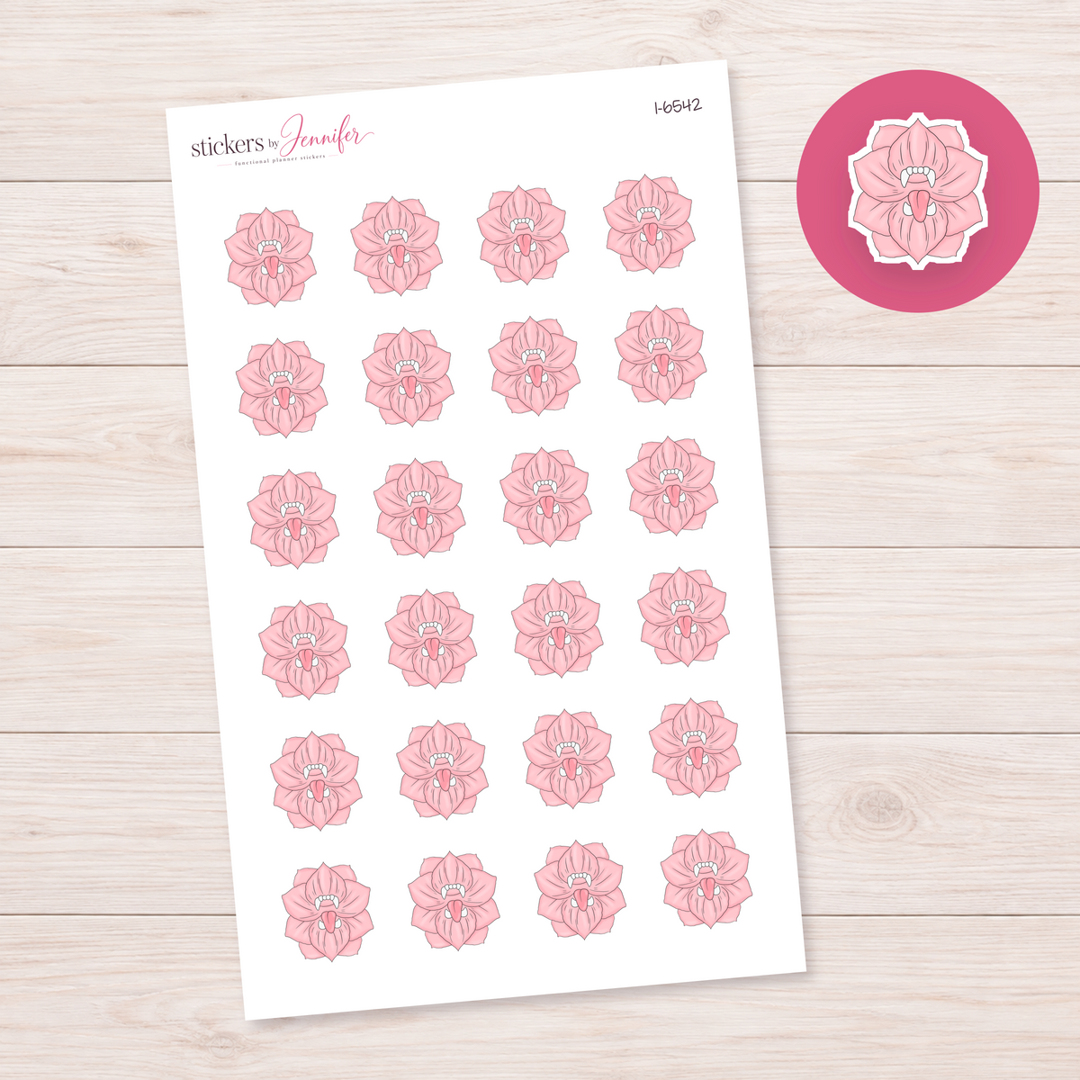 Pink Vampire Flower Planner Stickers | I-6542