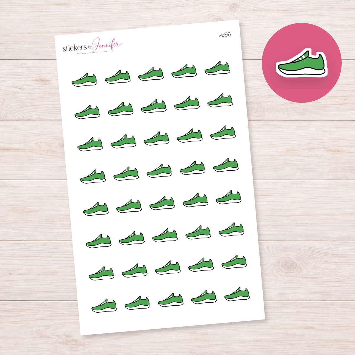 Green Sneaker Planner Stickers | I-655