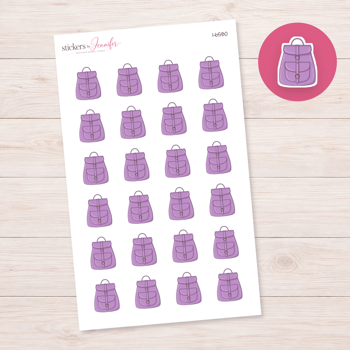 Purple Backpack Planner Stickers | I-6580