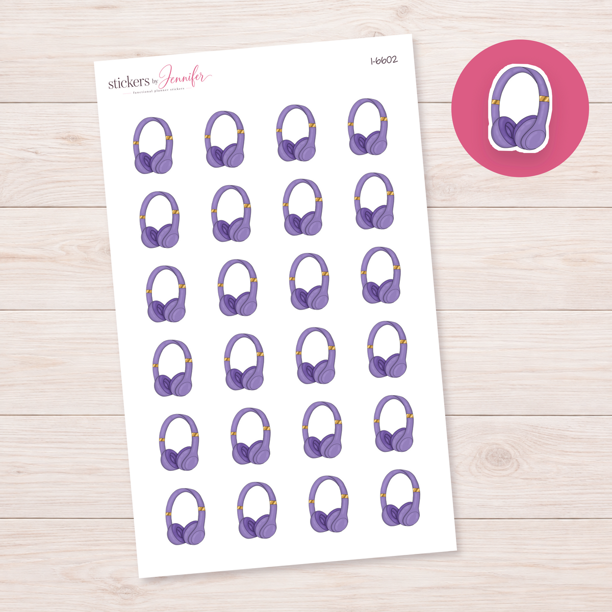 Purple Headphones Planner Stickers | I-6602