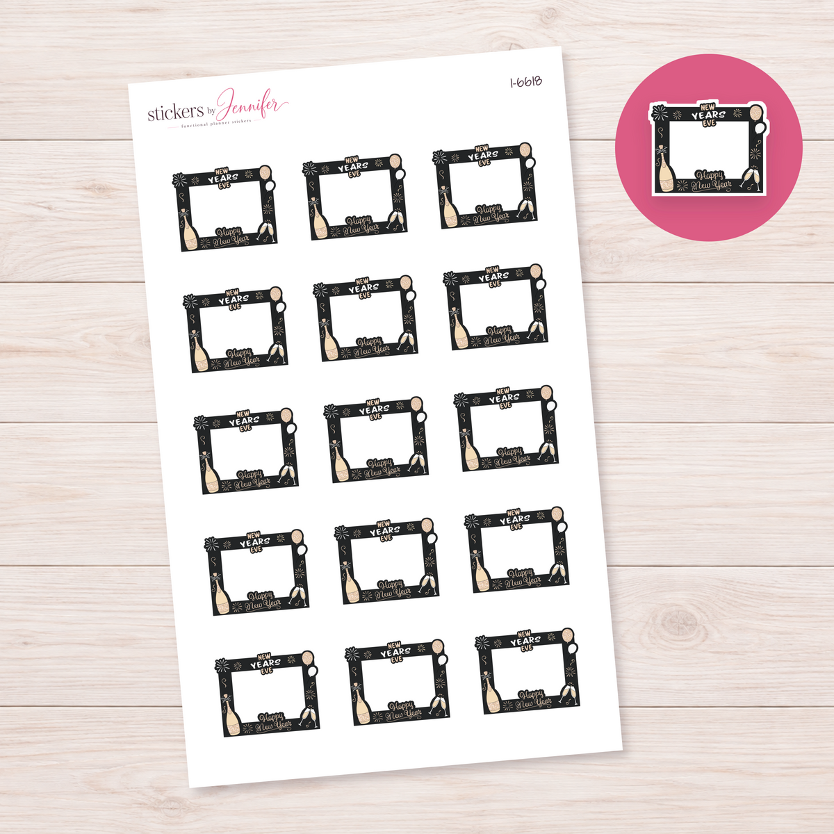 New Year's Eve Photo Frame Planner Stickers | I-6618
