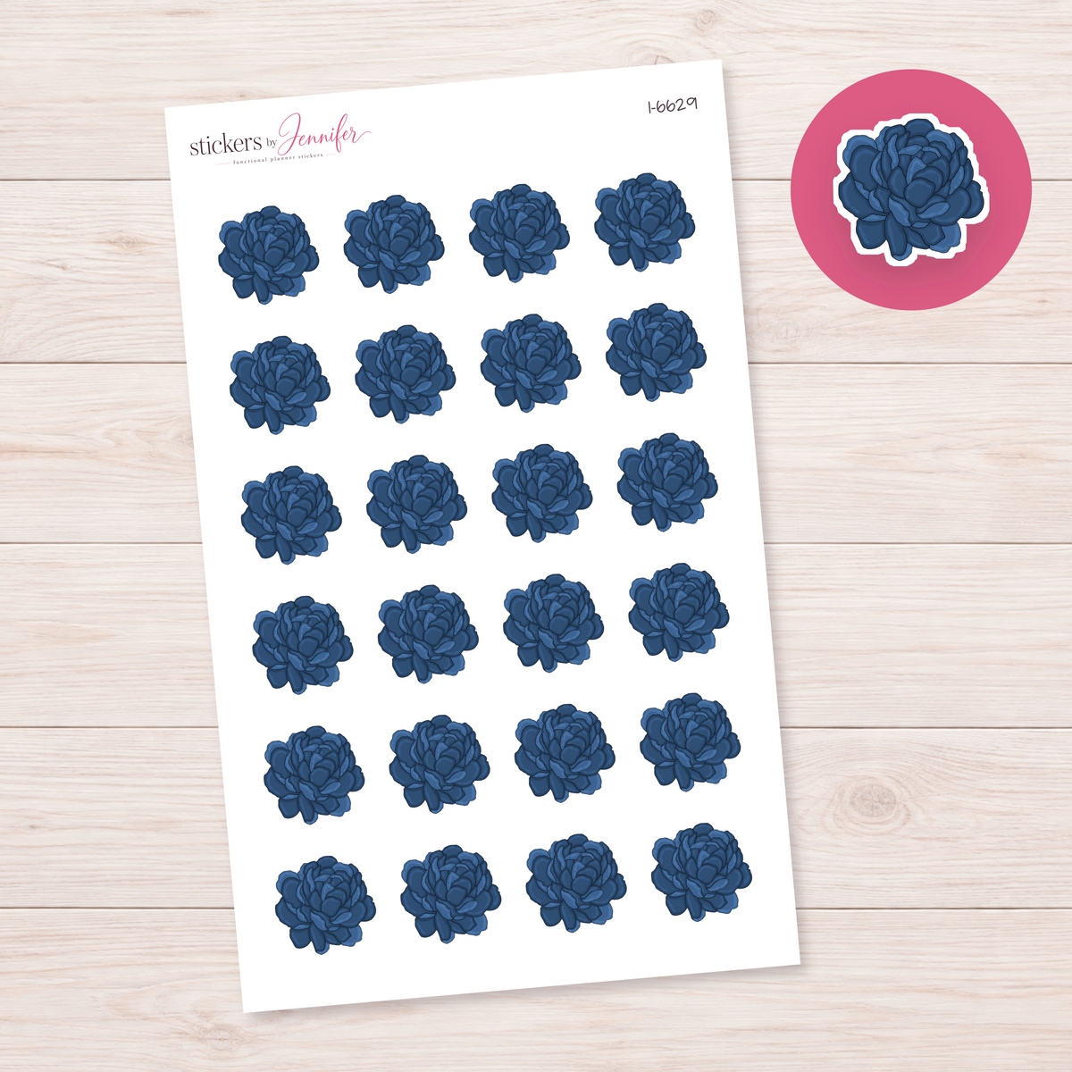 Navy Peony Planner Stickers | I-6629