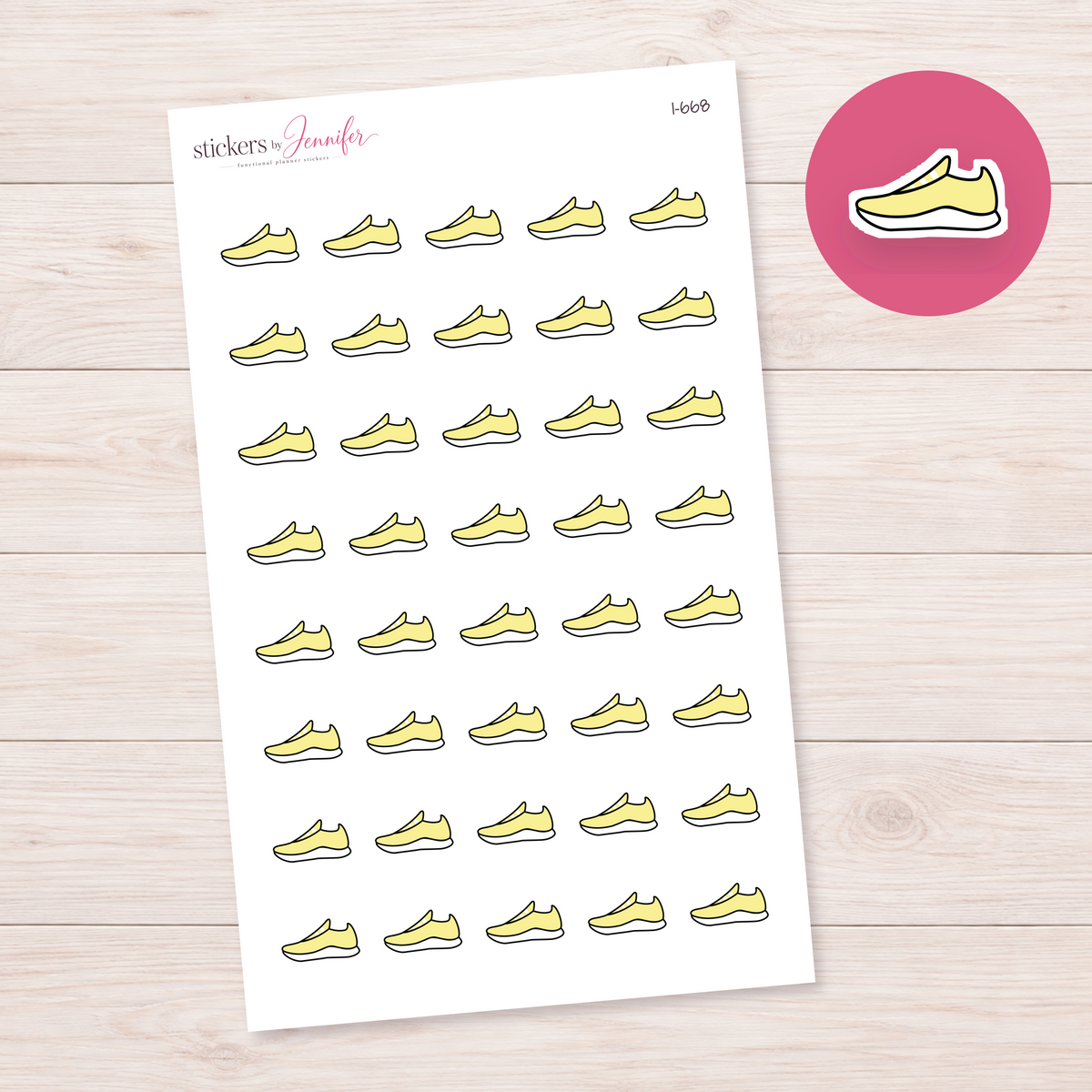 Yellow Sneaker Planner Stickers | I-668