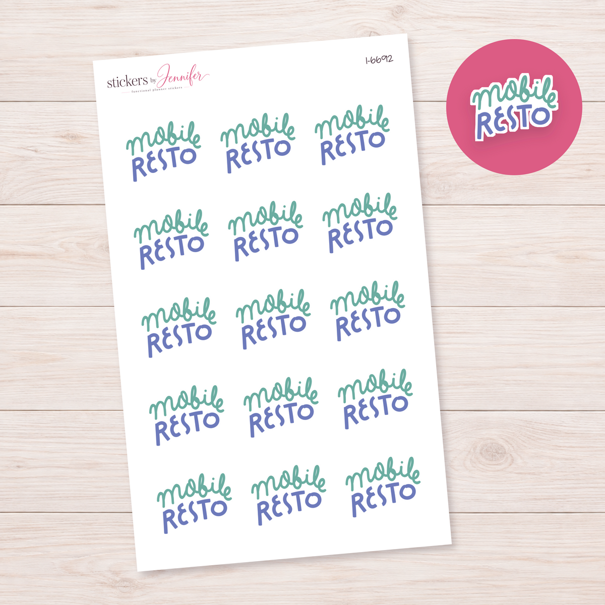 Mobile Resto Lettering Planner Stickers | I-6692