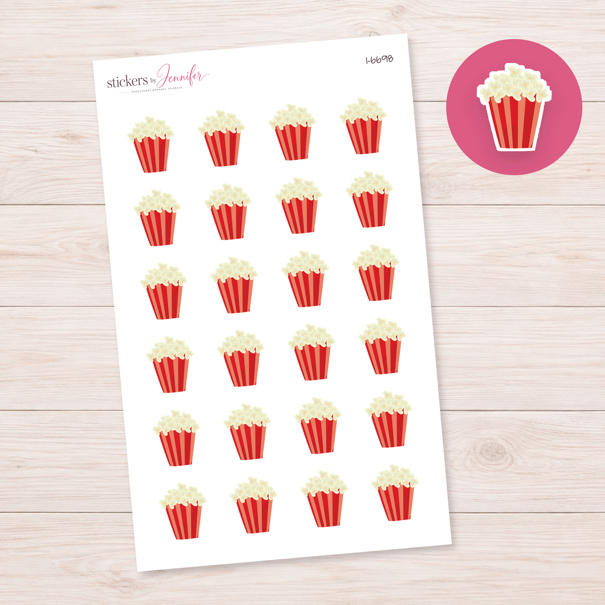 Popcorn Tub Planner Stickers | I-6698