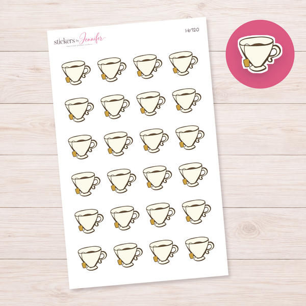 Cream Tea Cup Planner Stickers | I-6720