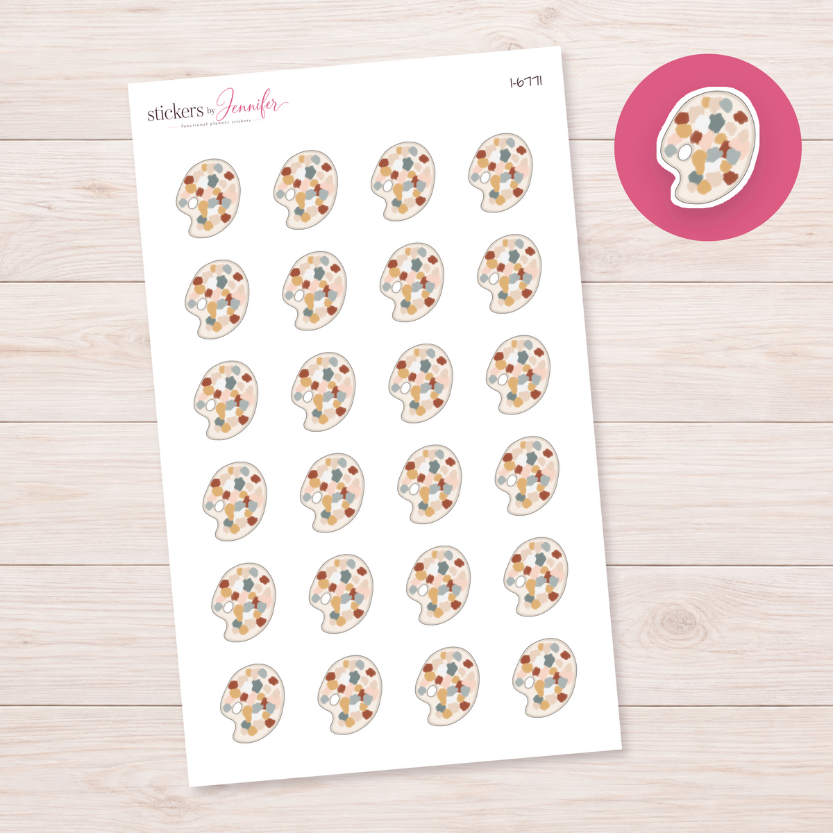 Earth-Tone Paint Palette Planner Stickers | I-6771