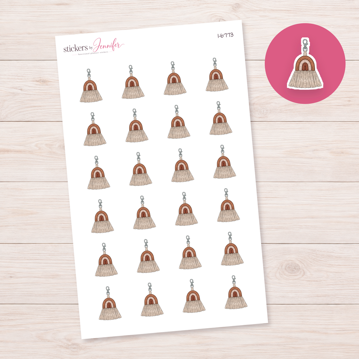 Rainbow Tassel Keychain Planner Stickers | I-6773