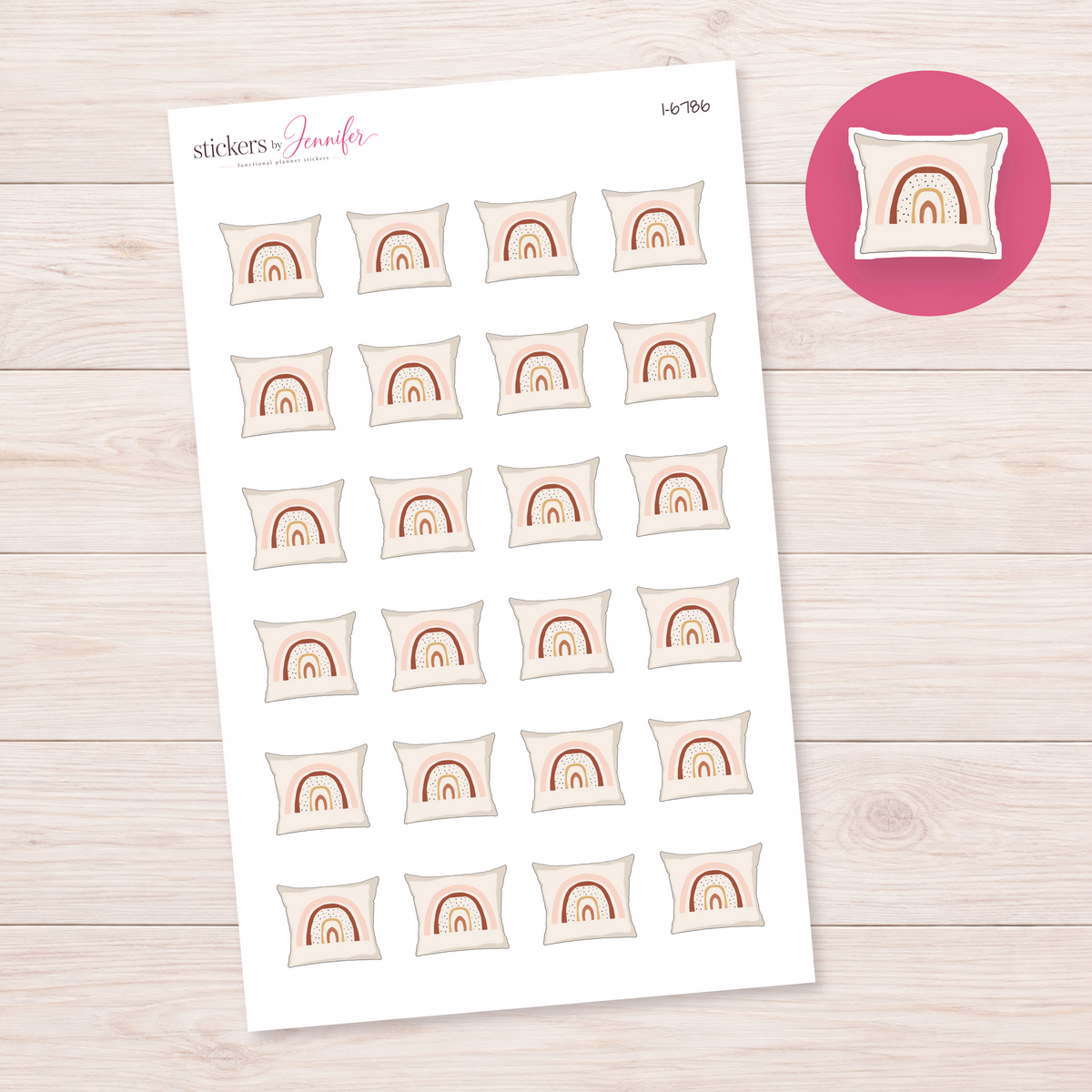 Cream Rainbow Cushion Planner Stickers | I-6786